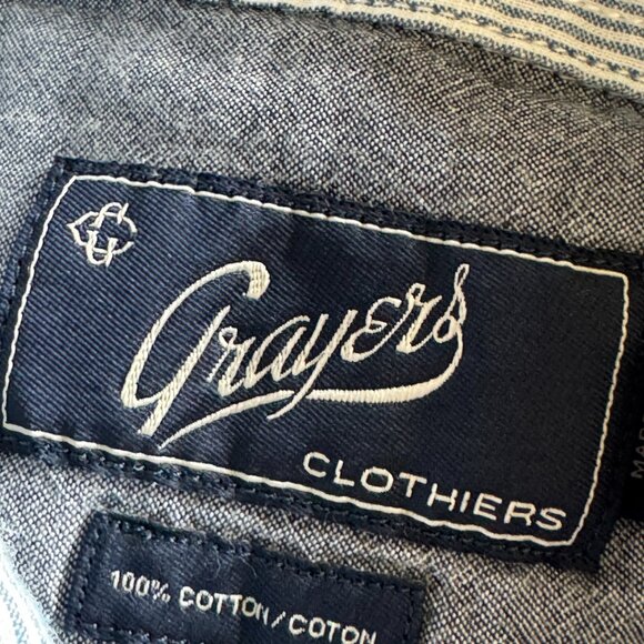 Grayers Clothier blue pinstripe mens button front casual shirt size medium - Picture 8 of 11